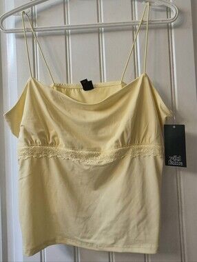 Womens Wild Fable Yellow Cowl Neck Tank Top Sz Large New With Tags